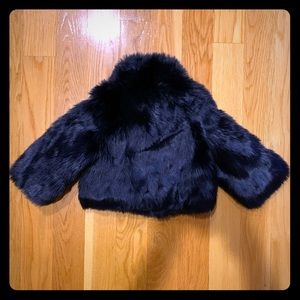 Janie & Jack Navy Blue Faux Fur Jacket Sz 3-4